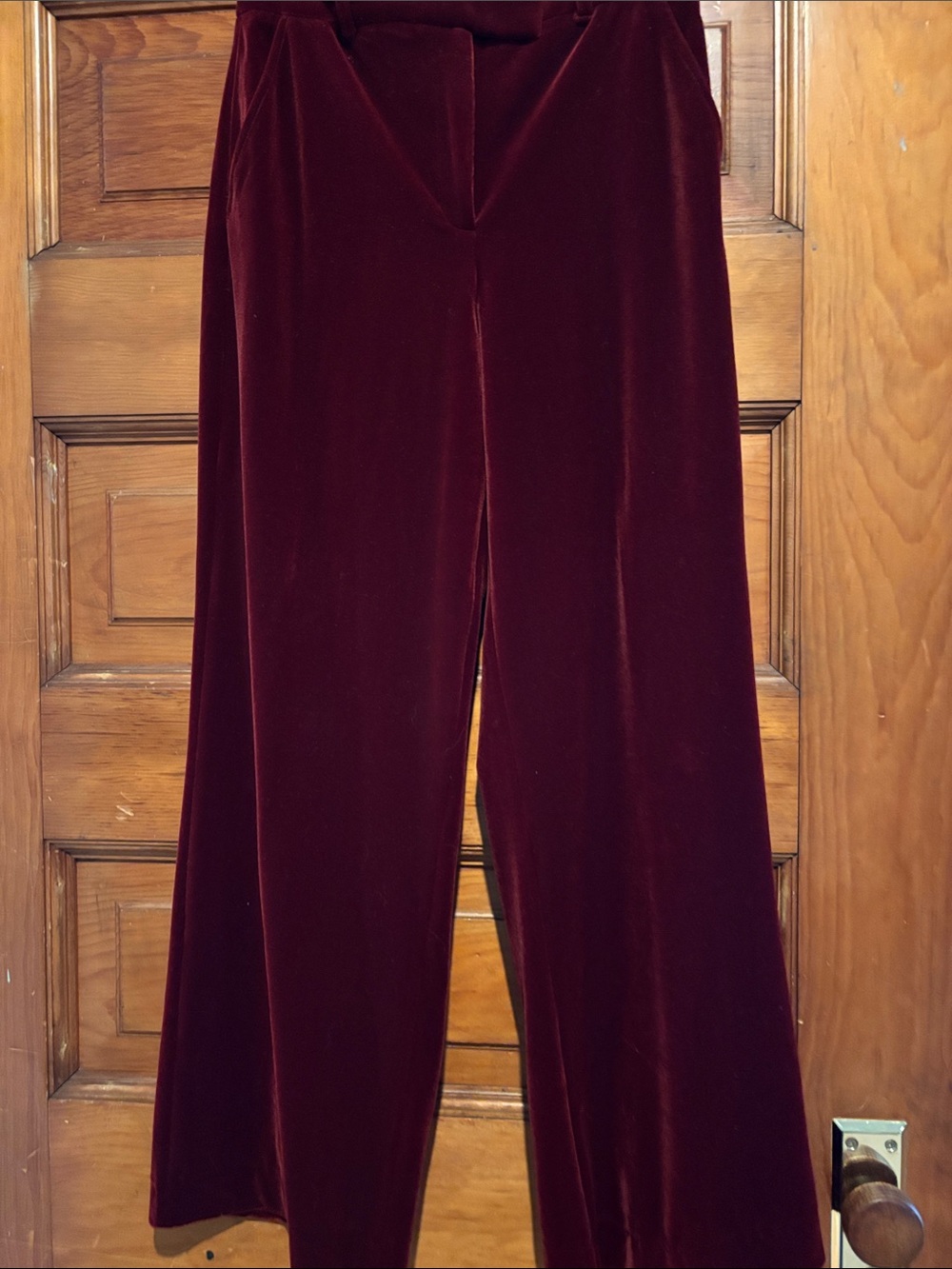 White House Black Market Velvet Wide-Leg Pants in Burgundy